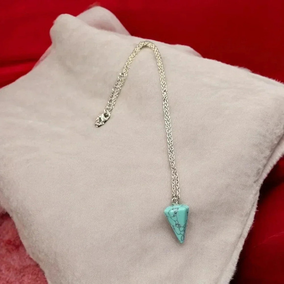 Bohemian Turquoise Pendant Silver Plated Chain Necklace - Picture 2 of 2